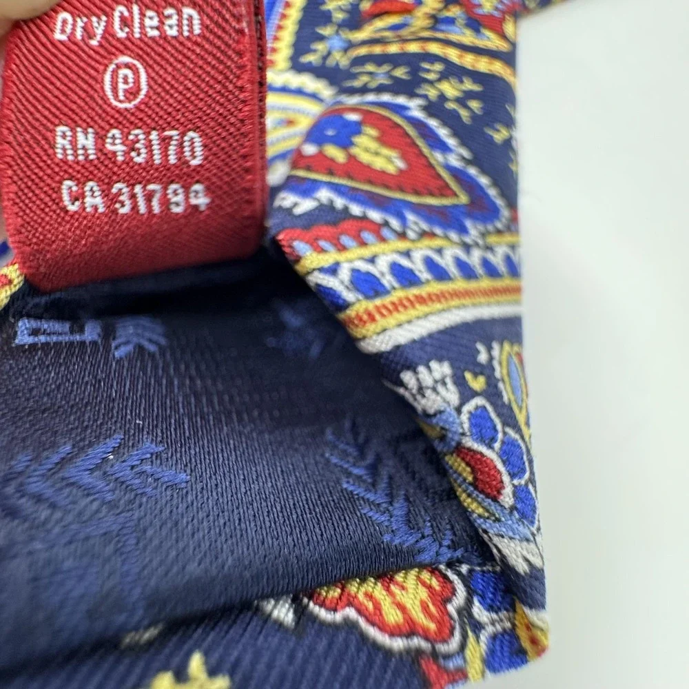 Chaps Neckties Mens Navy Paisley Silk + Navy Green Stripe Polyester Lot of 2‎